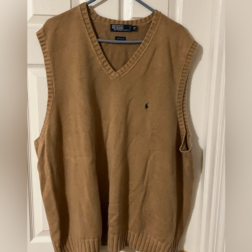Polo Ralph Lauren Camel Color Cotton Sweater Vest Size 4XLT